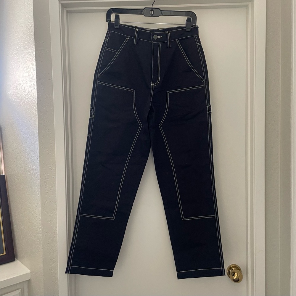 Stussy Black Pants with White Stitching